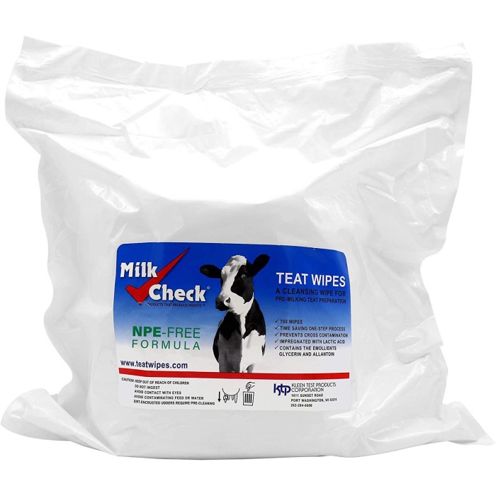 Milk Check Teat Wipes Udder Prep, 7 inch x 8 inch Wipes,